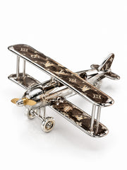 Dekoratif Metal Çift Kanatlı Uçak Obje 8 × 20 × 17 cm