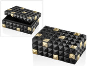 Dikdörtgen Siyah Gold Zımba Kutu