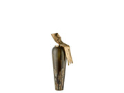 Bronz Patina Heykel Vazo – Gold Kaplama Organik Kapak