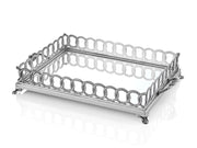 Halatılı Kare Jardinyer Gümüş Renk - Lüks Dekoratif Tepsi