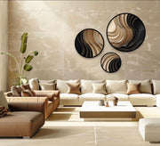 3'lü Yuvarlak Tablo Kahve-Siyah