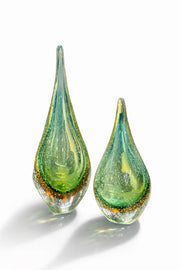 2'li Dekoratif Yeşil Cam Damla
