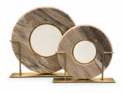 Mermer Disk İkili Set – Pirinç Standlı
