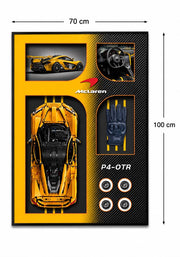McLaren P1 P4-OTR Lego Tablo – Siyah Çerçeveli Dekoratif Duvar Objesi | 70x100 cm