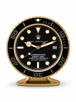 Submariner Tasarımlı Dekoratif Masa Saati – Altın & Siyah | 25x30 cm