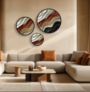 3'lü Yuvarlak Tablo Kahve-Bej