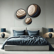 3'lü Yuvarlak Tablo Bej-Lacivert