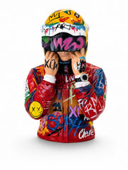 Graffiti Art Formula 1 Büst Heykel – 70 cm Dekoratif Figür