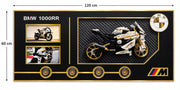 BMW S1000RR Lego Technic Tablo – Altın Çerçeveli Motosiklet Kolaj | 120x60 cm