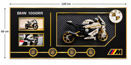 BMW S1000RR Lego Technic Tablo – Altın Çerçeveli Motosiklet Kolaj | 120x60 cm