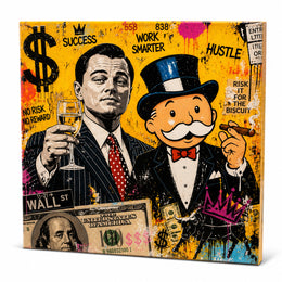 Wall Street Hustle – Pop Art Kanvas Tablo 100x100 cm