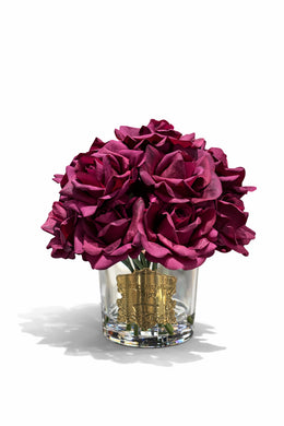 Cam Vazoda 14'lü Bordo Yapay Gül Aranjmanı