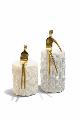 GOLD FİGÜRLÜ 2'Lİ MERMER SÜTUN