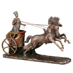 Nefertiti Egyptian chariot bronze sculpture — cold-cast resin with two horses, hand-finished metallic detail