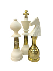 3'lü Satranç Piyon Krem Gold
