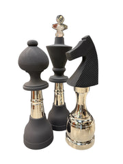 3'lü Satranç Piyon Siyah Gümüş