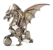 Steampunk tarzı mekanik ejder heykeli – dişli çark ve metal plaka detaylı bronz renkli dragon figür