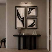 3'lü Siyah Beyaz Soyut Duvar Tablosu Seti – 1 Adet 50x100 cm + 2 Adet 50x50 cm