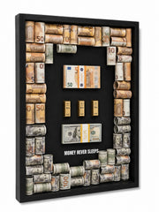 Money Never Sleeps – Euro & Dolar Çerçeveli Shadow Box