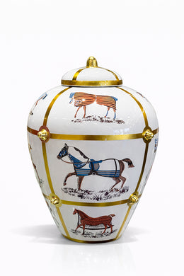 at-figurlu-altin-bordurlu-porselen-kapakli-vazo-luks-dekor