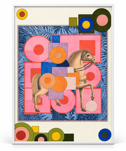 At Figürlü Geometrik Pleksi Ön Yüzlü Tablo 80 × 120 cm