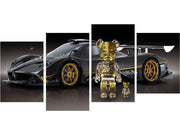 bear-and-sport-car-tablo-seti-4-parca-modern-sanat-wall-art-luks-otomobil-dekorasyonu