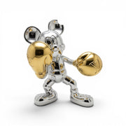 Mickey Mouse Boksör Chrome Figür | Silver & Gold Lüks Dekoratif Heykel
