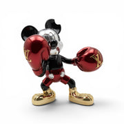 Mickey Mouse Boksör Kırmızı Chrome Figür | Black & Gold Lüks Dekoratif Heykel