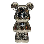 Gümüş metalik ayıcık figürü modern toy art dekoratif-obje