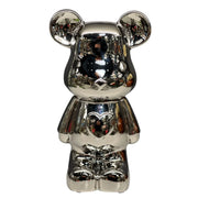 Gümüş metalik ayıcık figürü modern toy art dekoratif-obje