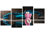 kaws-and-sport-car-tablo-seti-4-parca-modern-sanat-wall-art-luks-otomobil-dekor