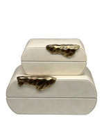 Krem deri dekoratif kutu seti modern masa ustu aksesuar duzenleyici