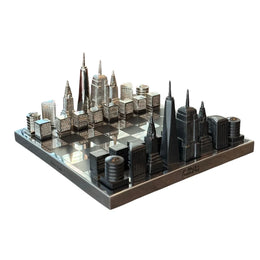 New York Skyline Satranç Gümüş Siyah