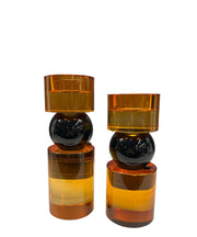 TURUNCU SİYAH CAM ŞAMDAN