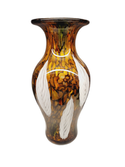 YAPRAKLI KAHVERENGİ CAM VAZO