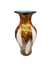 YAPRAKLI KAHVERENGİ CAM VAZO