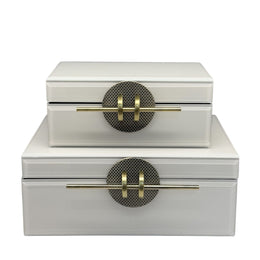 Eskitme Detaylı 2'li Krem Kutu