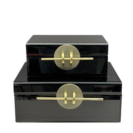 Eskitme Detaylı 2'li Siyah Kutu