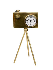 Tripod gold masa saati lüks endüstriyel dekoratif obje altın rengi