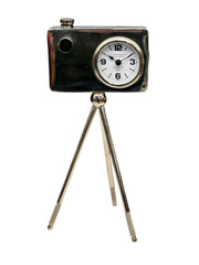 Tripod gümüş masa saati modern endüstriyel dekoratif obje